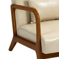 thumbnail image 5 of UIXE Faux Leather Accent Chairs Upholstered Comfortable Arm Chair with Lumbar Pillow Armchair for Bedroom, Cream Dark, 5 of 7