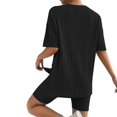 thumbnail image 6 of Pajamas for Women Set 2 Piece Ribbed Knit Matching Outfits T Shirt Biker Shorts Sleepwear Sweatsuits Womens Pajama, 6 of 7