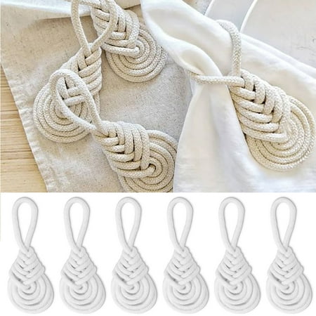 

Cheers.US 6Pcs Cotton Macrame Napkin Rings Handmade Braided Burlap Knit Jute Napkin Ring Nautical Woven Rope Knot Serviette Holder for Table Setting Wedding Thanksgiving Day and Home Decor