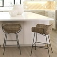 thumbnail image 3 of Home Square Metal & Rattan Counter Stool in Black & Natural - Set of 2, 3 of 6