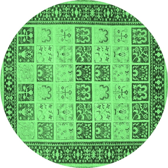 Ahgly Company Indoor Round Persian Emerald Green Traditional Area Rugs, 6' Round
