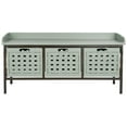 thumbnail image 3 of SAFAVIEH Isaac Rustic 3 Drawer Wooden Storage Bench, Dusty Green, 3 of 5