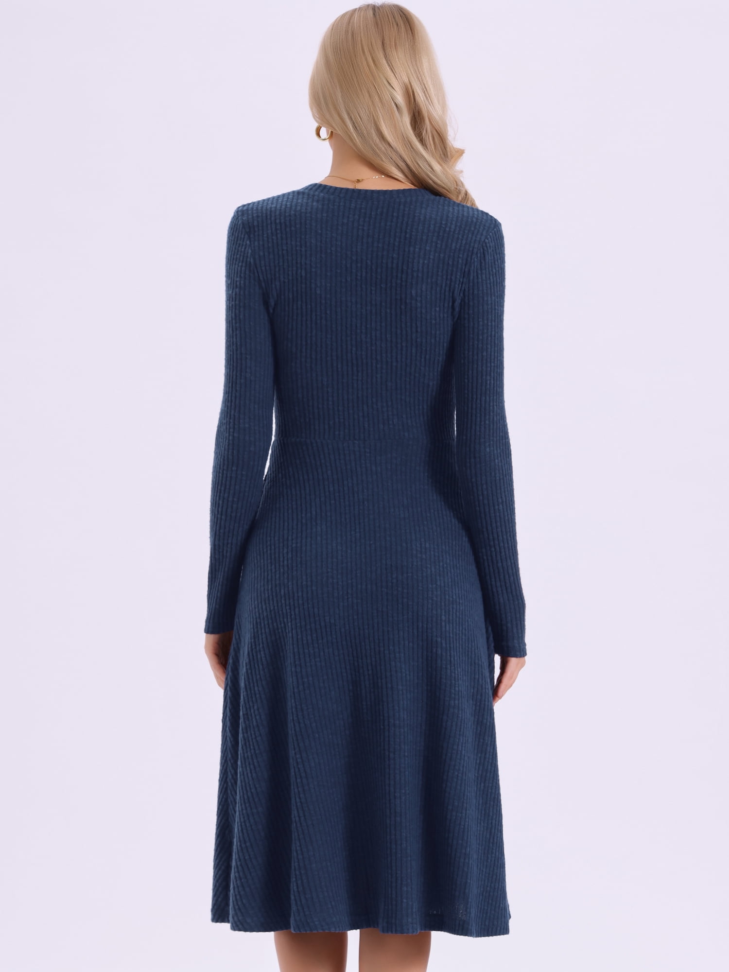 DARING DIVA Midi Pullover Knit Sweater Dress L Deep Blue