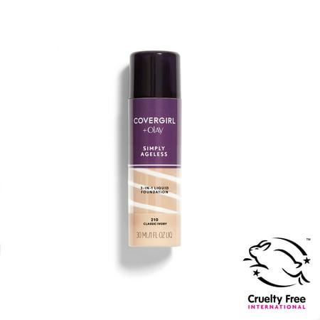 COVERGIRL + OLAY Simply Ageless 3-in-1 Liquid Foundation, 210 Classic (Best Liquid Foundation For Dry Aging Skin)