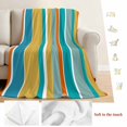 thumbnail image 5 of Blue Teal Orange Striped Blanket Soft Cozy Warm Throw Blanket for Couch, Plush Fuzzy Flannel Fleece Blankets for Sofa, Farmhouse Stripe Bed Blankets Lightweight Gifts for Women, 40"x50", 5 of 9