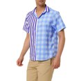 thumbnail image 4 of MODA NOVA Big & Tall Men's Striped Printed Plaid Shirt Short Sleeve Purple Black LT, 4 of 5