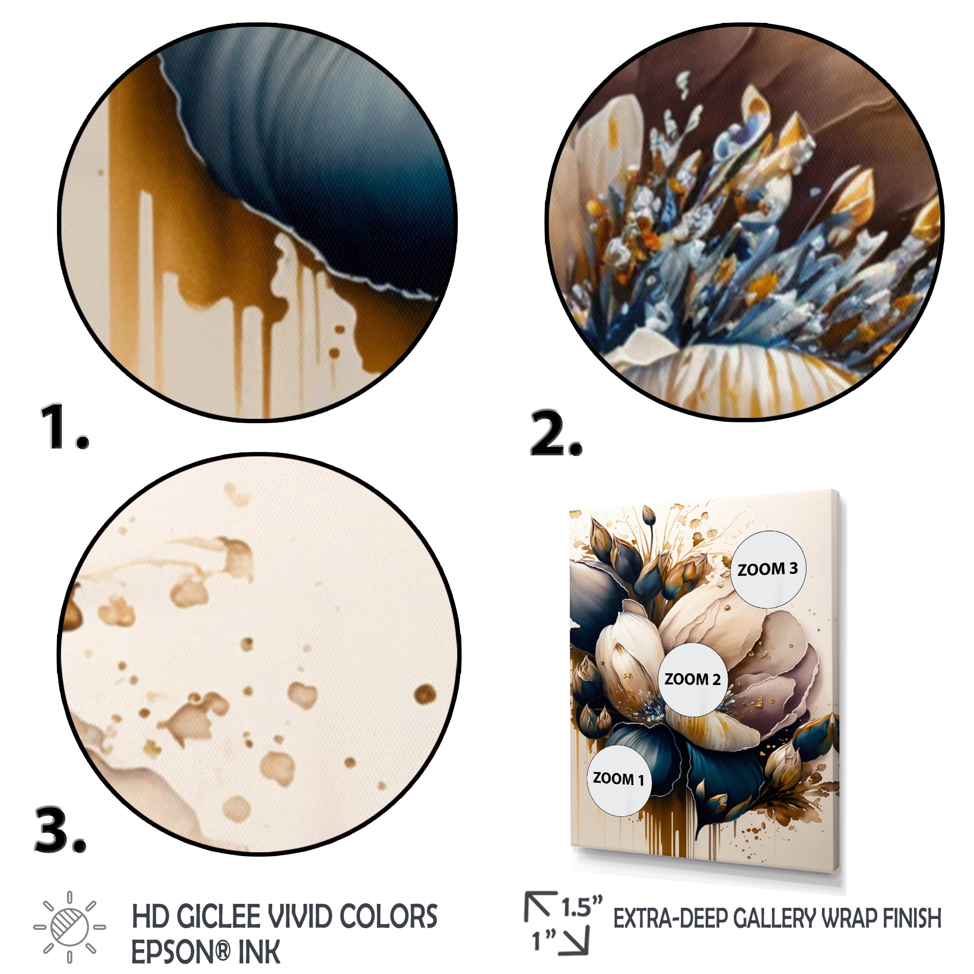 Designart Beige And Navy Blue Crocus Flower Canvas Wall Art