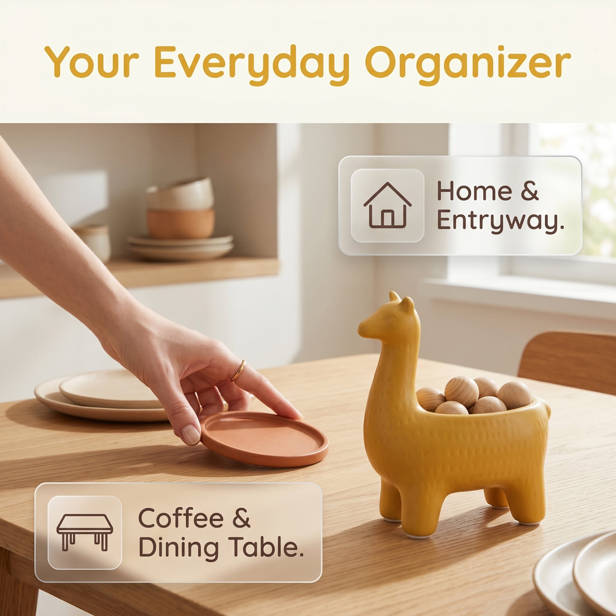 Unique Bargains Alpaca Ceramic Llama Jewelry Dish Key Holder Bowl Yellow 8.3*5.9*9.4inch