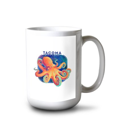 

Lantern Press 15 fl oz Ceramic Mug Puget Sound Washington Orca Vivid Contour Dishwasher & Microwave Safe