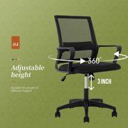 BestOffice Ergonomic Office Chair, Lumbar Support, Adjustable Height with Armrests for Adults(Black)