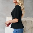 thumbnail image 5 of Pounoo Women's T-Shirts Short Sleeve Crew Neck Cinched Waist Tops Casual Daily Wear Soft Fabric Relaxed Fit Shirts, 5 of 8