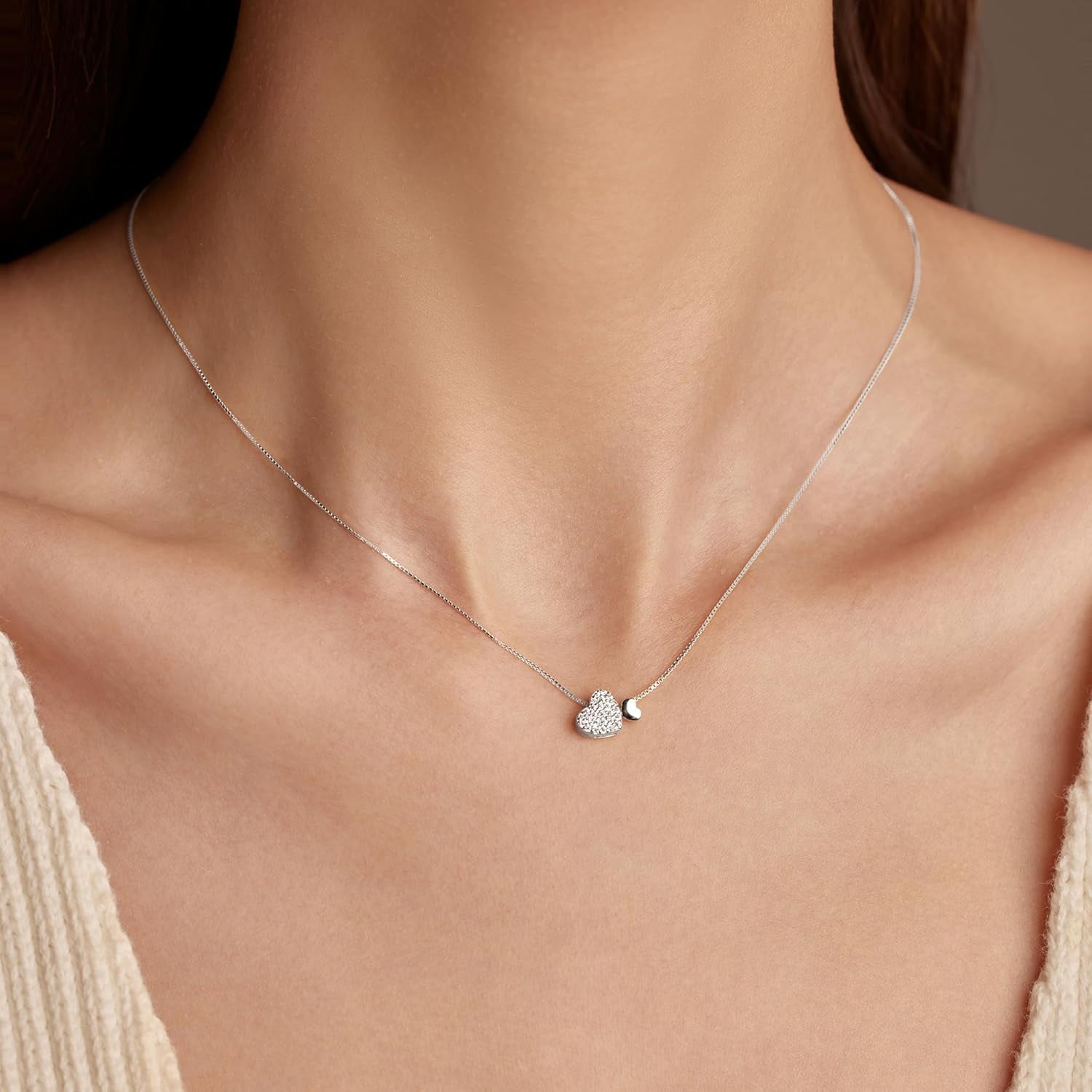 Leander S925 Sterling Silver Heart Necklace for Women Dainty 14k Gold Plated CZ Infinity Love Heart Opal North Star Pendant Choker Necklaces Trendy Chain Jewelry Birthday Gifts for Mom to Daughter