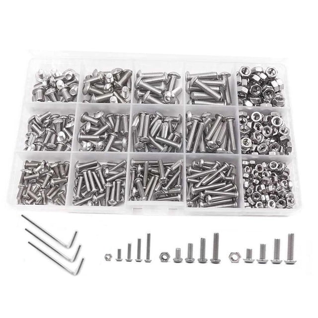 Surtido de sujetadores de acero inoxidable Sharpla Tornillos hueca hexagonal con caja de almacenamiento
