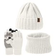 thumbnail image 4 of Glisme Hat Gloves Scarf Set Knitted Hat And Scarf 2 Piece Set Unisex Large Head Suitable For Thickened Winter Snowflake Warm Hat For Cold Weather White, 4 of 4