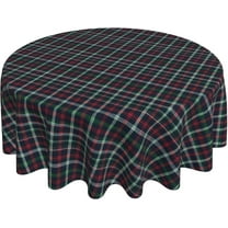 Round Tablecloth 60 Inch, Christmas Check Plaid Tablecloth Round Comfortable Table Cover Decorative Table Cover for Daily Use Kitchen Dining Party Wedding