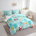 thumbnail image 3 of Homewish Magic Santa Claus Bedding Comforter Set 7pcs for Teens, Cute Winter Snowman Queen Bedding Sets, Cyan Christmas Cabin Reversible Queen Sheet Sets, Microfiber Bedroom Decor, 3 of 7