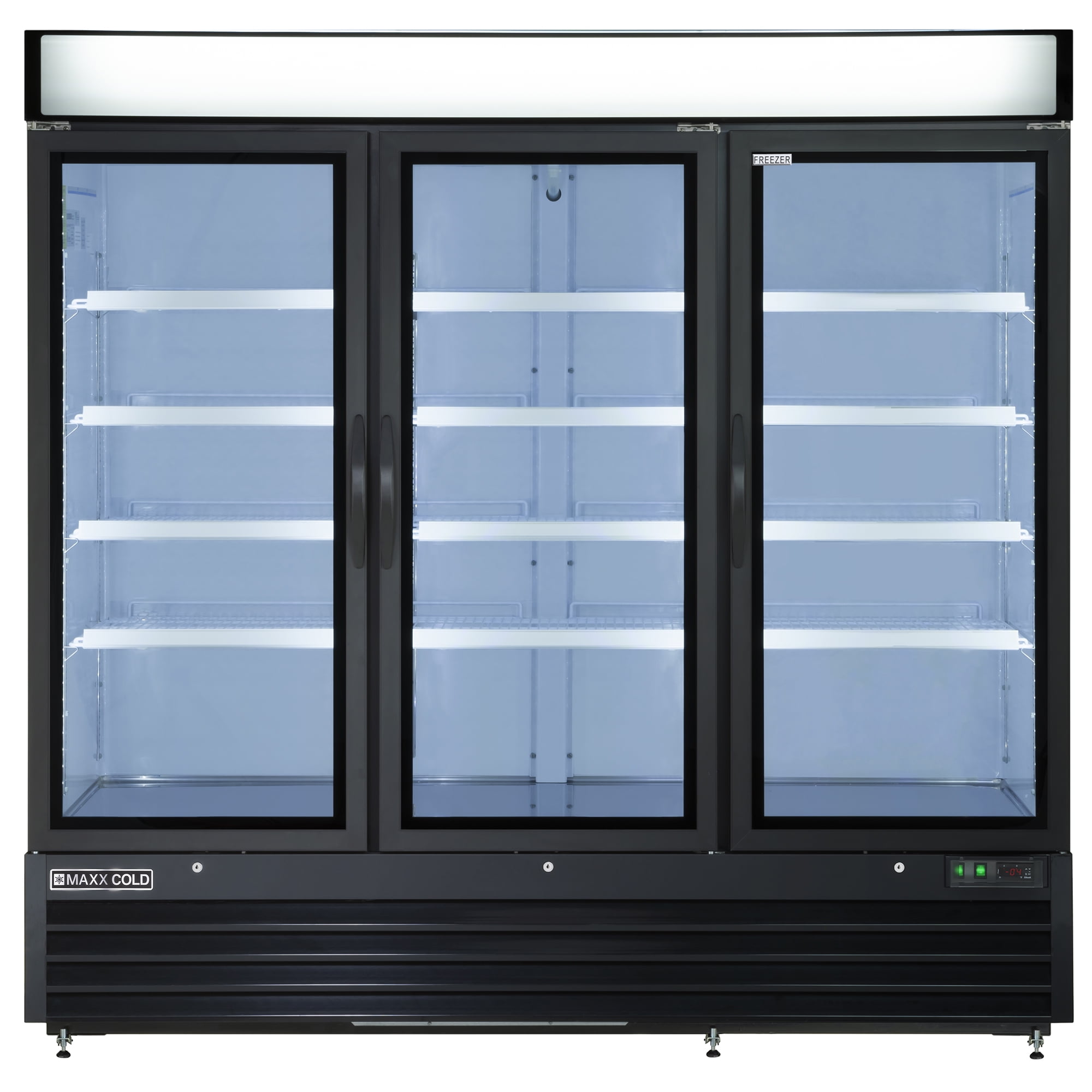 Maxx Cold Triple Glass Door Merchandiser Freezer, 81", 72 cu. ft. Capacity, in Black (MXM3-72FBHC)