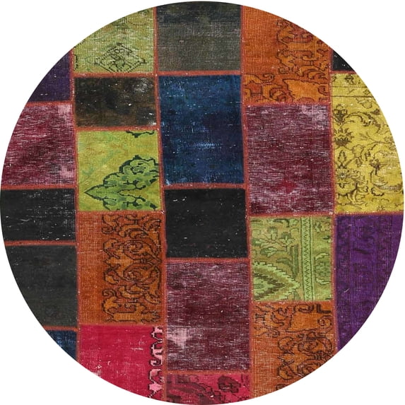 Ahgly Company Machine Washable Indoor Round Contemporary Sienna Brown Area Rugs, 8' Round