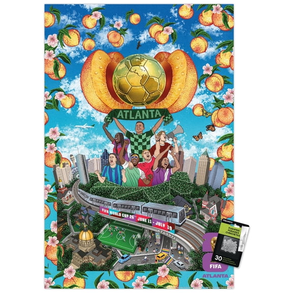 FIFA World Cup 2026 - Atlanta Wall Poster with Pushpins, 22.375" x 34"