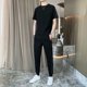 thumbnail image 3 of Conjuntos de pantalones superiores blancos Ropa de hombre negra Conjunto básico holgado de 2 piezas Novedad en camiseta fresca de alta calidad Hombre Chic Algodón Kpop, 3 of 5