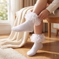 thumbnail image 5 of Little Girls Glitter Organza Big Ruffle Socks, Frilly Sheer Mesh Ankle Dress Socks, Sparkly Princess Socks for Party, Birthday, Holiday Outfits, Assorted Shiny Trim Colors White 2XS, 5 of 7