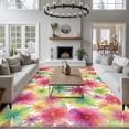thumbnail image 3 of Summer Watercolor Flowers Area Rugs 5x7 ft Colorful Floral Pastoral Style Washable Rug Non Slip Indoor Carpet Absorbent Floor Mat for Living Room Bedroom Dining Room, 3 of 9