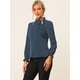 thumbnail image 2 of Blusa De Trabajo De Manga Larga Con Cuello Alto Y Volantes Elegantes Para Mujer Azul Oscuro S, 2 of 5