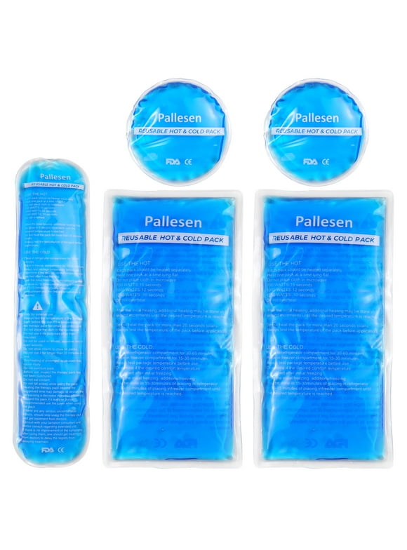Pallesen 5 Pack Gel Ice Packs for Injuries Reusable, Cold Compress for Pain Relief, Rehabilitation, Flexible Therapy, for Knee, Back, Neck, Wrist, Ankle
