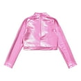 thumbnail image 4 of iiniim Girls Sequins Metallic Hip Hop Jazz Dance Crop Tops Long Sleeve Turtleneck Tank Tees Gymnastics Ballet Pink 10, 4 of 6