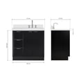 thumbnail image 4 of ARIEL Milan 37 Inch Right Offset Single Oval Sink Bathroom Vanity with Pure White Quartz Countertop 1.5 Inch in Black, 4 of 7