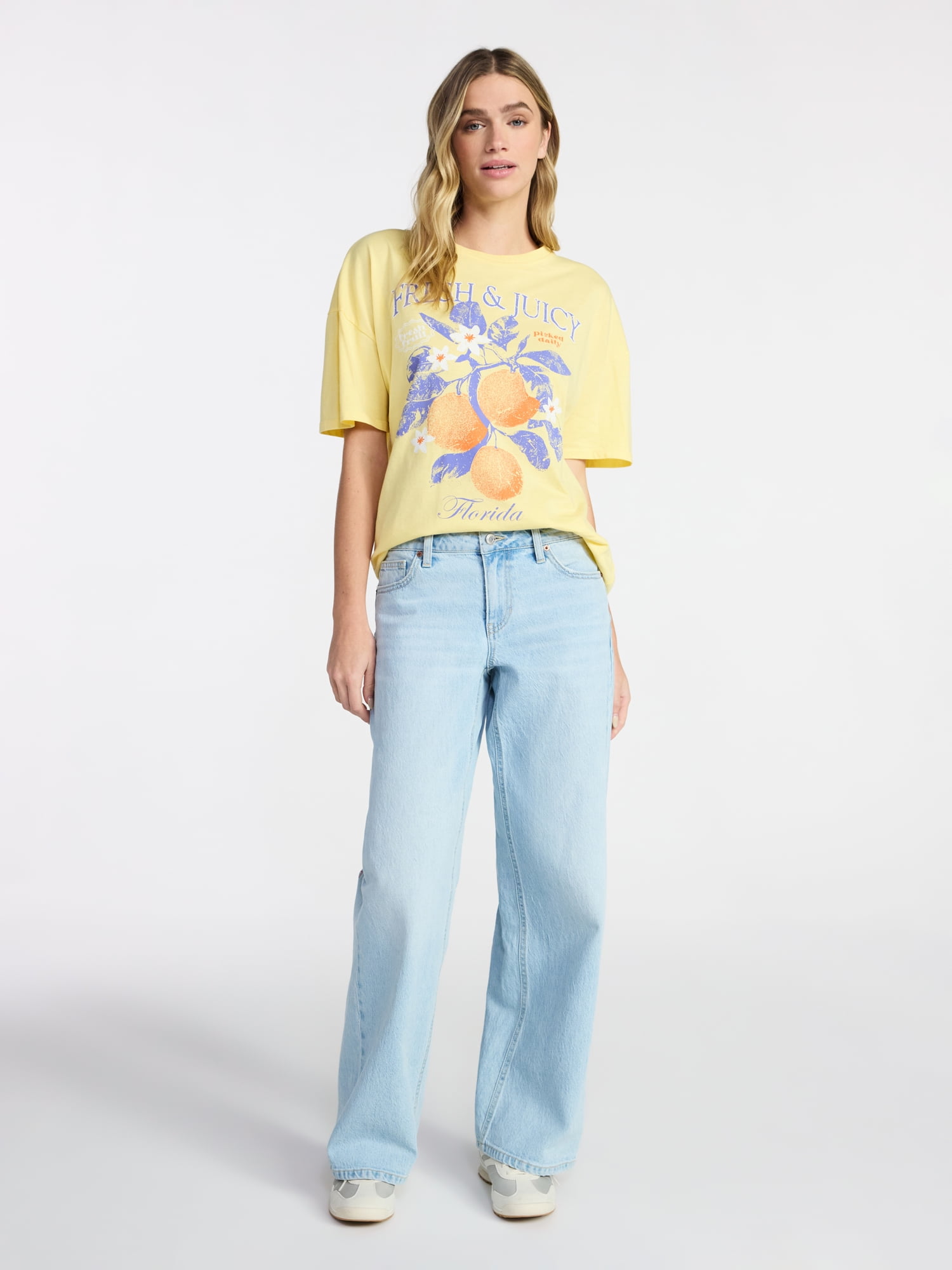 No Boundaries Washed Graphic Boyfriend Tee, Women's XXS-XXL