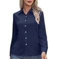 thumbnail image 2 of Hvyesh Womens Button Down Dress Shirt Long Sleeve Work Tops Business Casual Blouses Solid Oxford T-shirt, 2 of 9