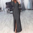 thumbnail image 1 of OUSITAID Robe à Sequins Col en V Profond pour Femmes avec Fente Manches Longues Robe de Soirée Boîte de Nuit pour Femmes Dame Nouveau, 1 of 8