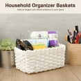 thumbnail image 3 of Paper Rope Woven Storage Baskets, White Wicker Basket, Household Organizer Basket, Decorative Rectangular Bin, Stackable Wicker Baskets, White, 3 Pcs, 3 of 6