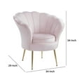 thumbnail image 5 of Lotus 34 Inch Barrel Accent Chair with Scalloped Back, Modern, Pink Velvet- Saltoro Sherpi, 5 of 5
