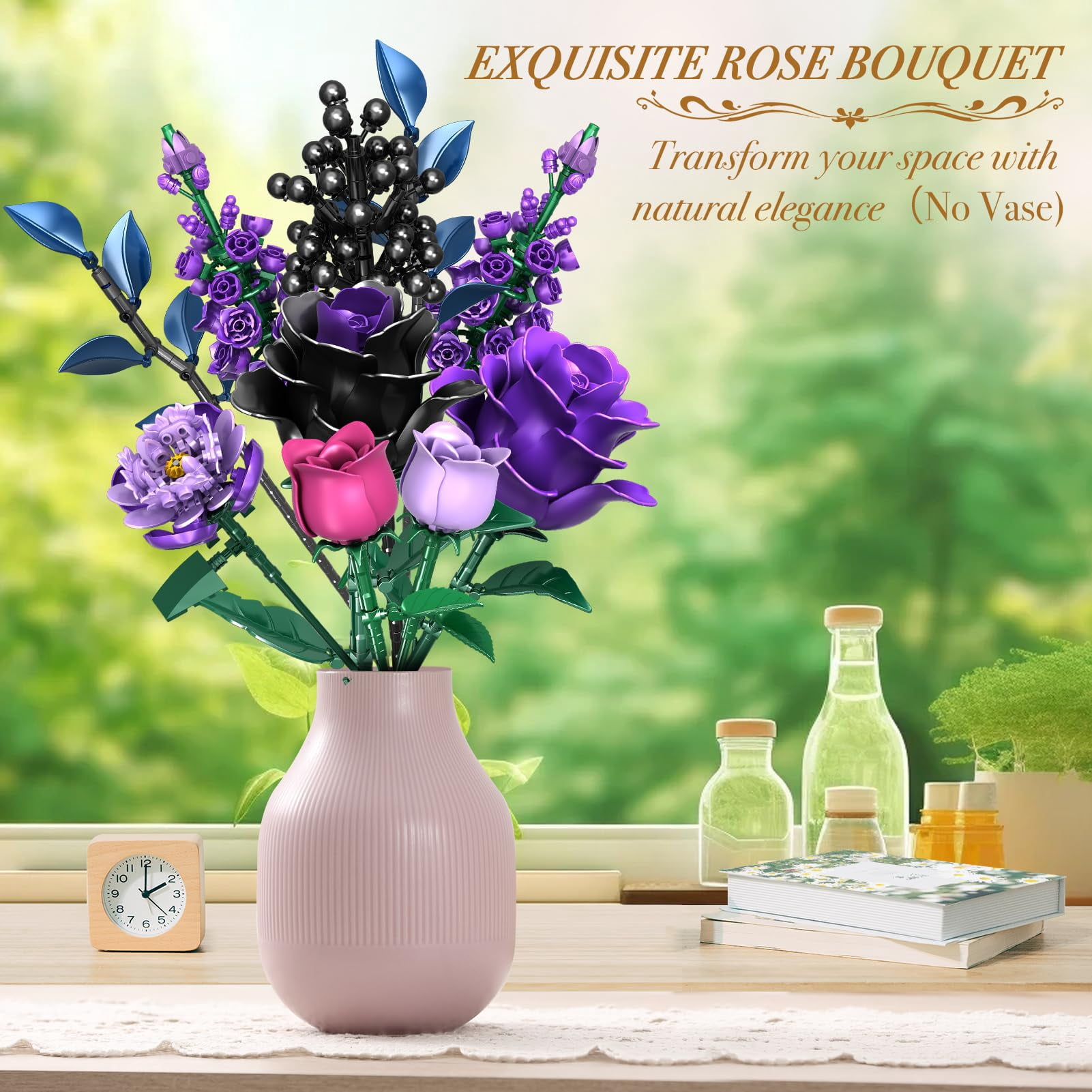 Flowers Bouquet Building Set, Rose Flower Botanical Collection Building Kit Toys Home Decoration Gifts for Kids Adults Women Her, Christmas Valentine's Mother's Day Gifts 701 PCS