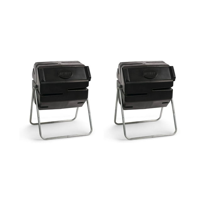 FCMP Outdoor 37 Gallon Single Chamber Roto Tumbling Compost Bin (2 Pack)