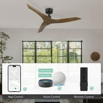 Bestco  50"  Modern Smart Ceiling Fan with Remote Compatible with Alexa Google Voice App Control, Semi Flush Mount Indoor 6 Speed Reversible Fandelier, Walnut