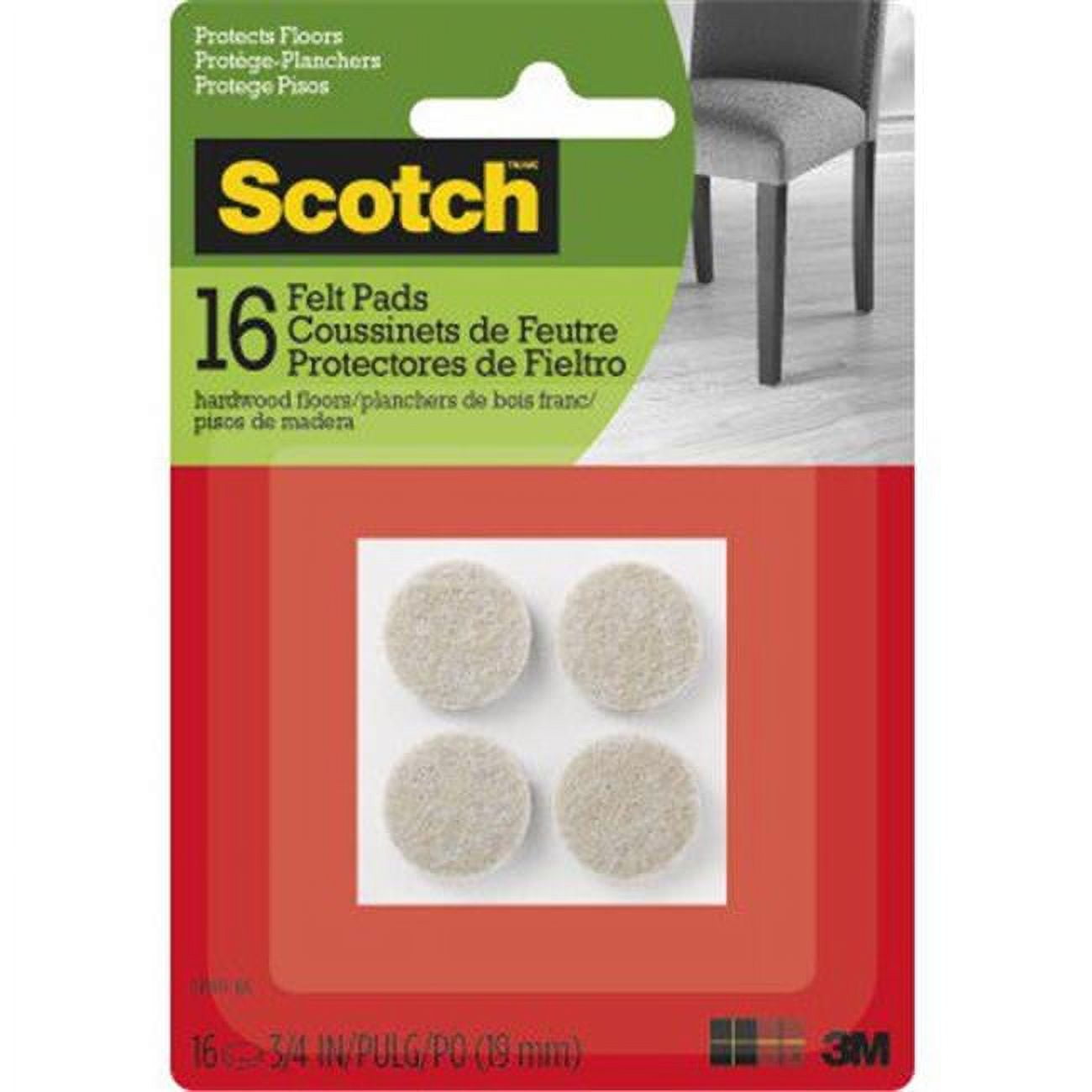 Scotch® Round Felt Pads, SP801-NA, beige, 1 in (2.54 cm), 16 per pack