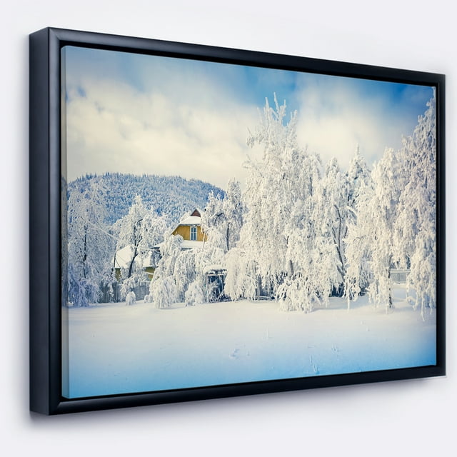 Designart - White Winter Mountain Landscape - Photography Framed Canvas Art Print