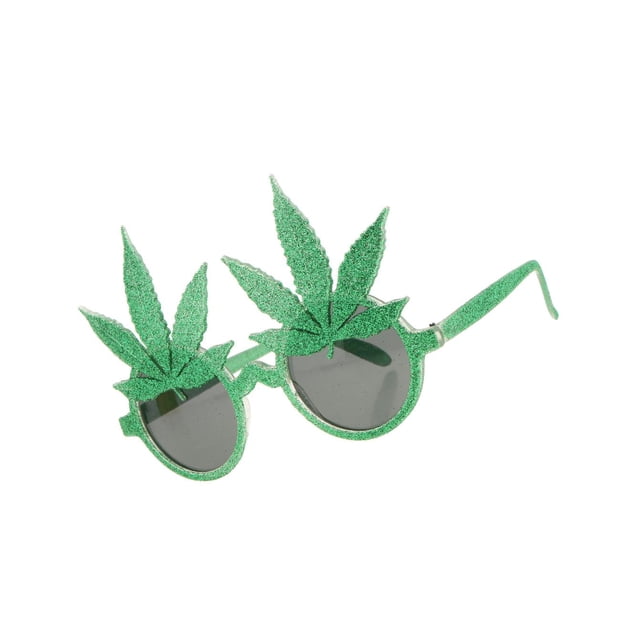 Kearding Divertidas y brillantes gafas de sol de hoja de arce verde para vestir de fiesta Kits de decoración para fiestas