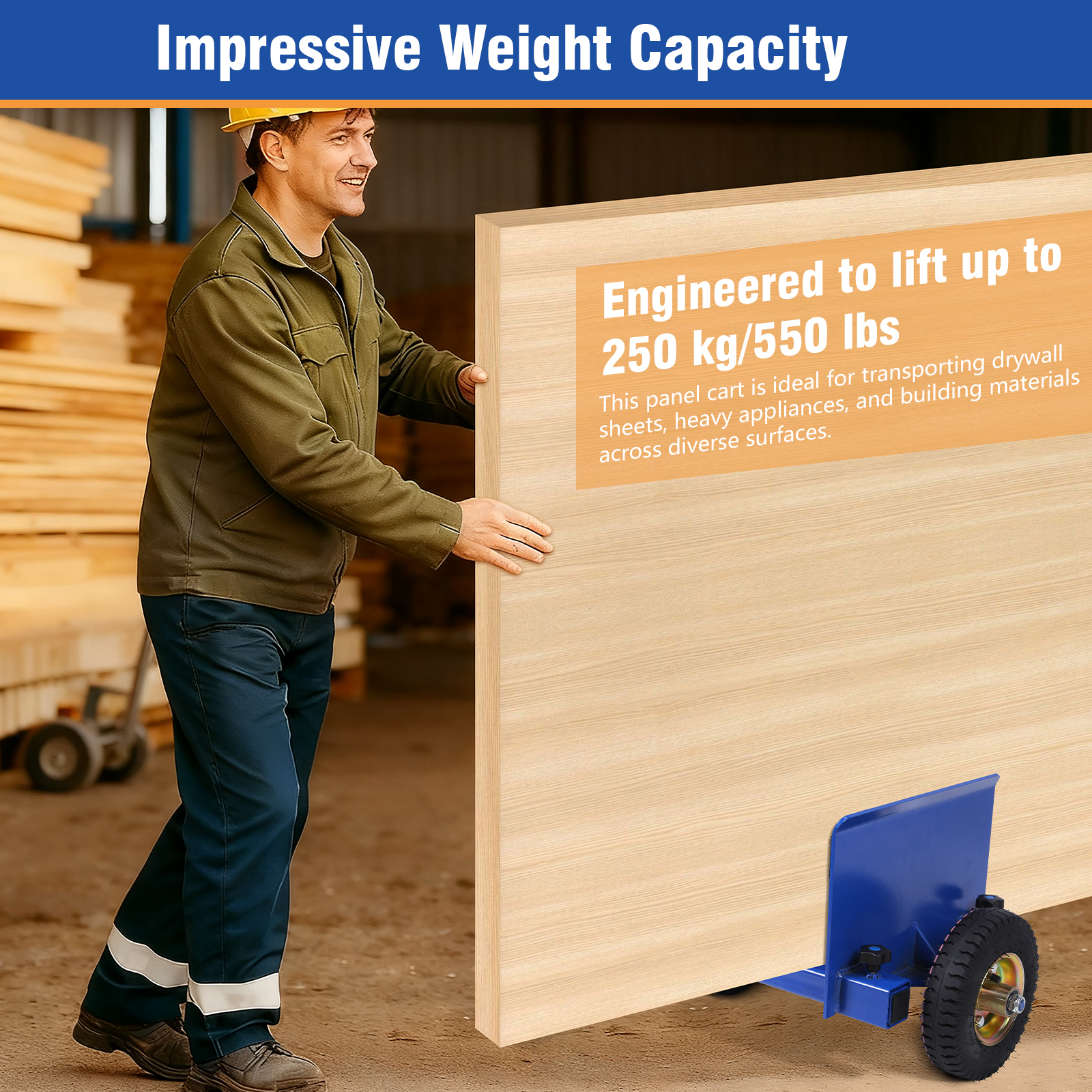 golytefs Wood And Fence Mover 550 Lbs Capacity Heavy Duty Panel Dolly Roller Adjustable Clamp for Wood Panels Doors