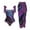 Purple, variant on VBVC Womens One Piece Swimsuit with Beach Cover Up Wrap Skirt Retro Print Bikini Set Two Piece Bathing Suit