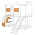 thumbnail image 4 of Harper & Bright Designs Twin Over Twin Metal Bunk Bed, Metal Housebed with Slide and Storage Stair, White with White Slide, 4 of 9