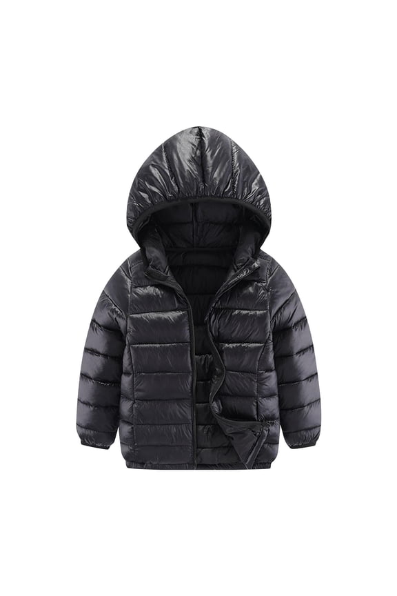 Kids Boys Girls Puffer Jacket Zip up Hooded Winter Coat Child Lightweight Warm Outerwear 3-16 Years