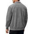 thumbnail image 5 of Faux Suede Zip Bomber Jacket Men Turn‑Down Collar Side Pockets Classic Casual Coat for Fall Winter Business Casual Daily Wear, 5 of 5