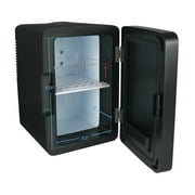 Personal Chiller LED Lighted Mini Fridge with Glass Door, New, Black, Standard Hinge Door