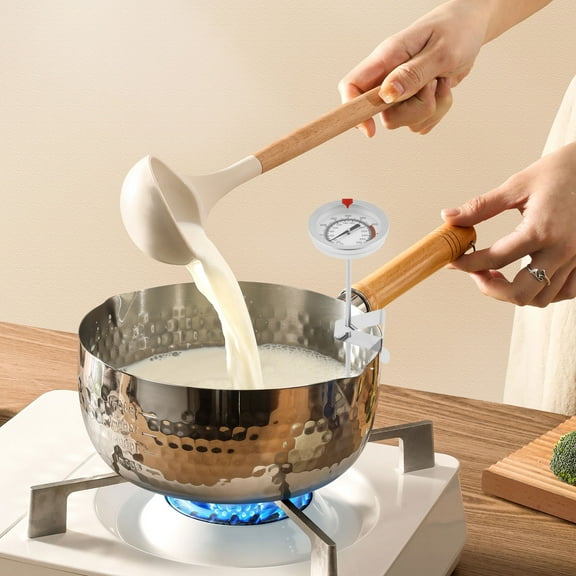 2 Pcs Candy/Deep Fry Thermometer with Instant Read,Dial Thermometer,7.8" Stainless Steel Stem Meat Cooking Thermometer,Best for Turkey,BBQ,Grill,Analog display