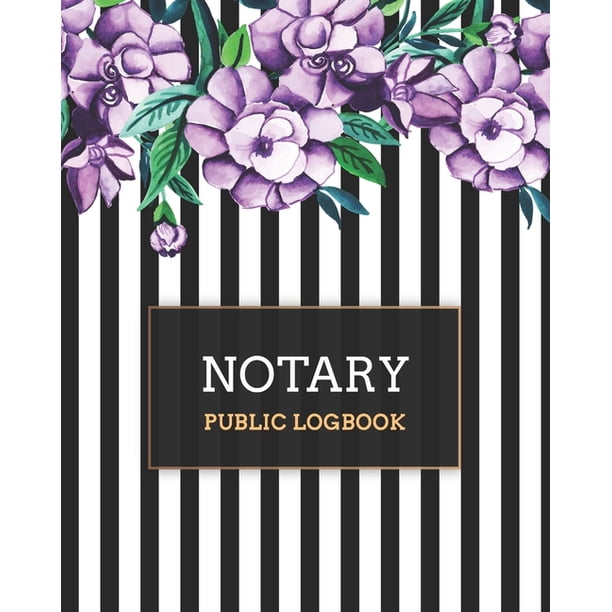 Notary Book Journal Notary Public Logbook Watercolor Floral Stripes