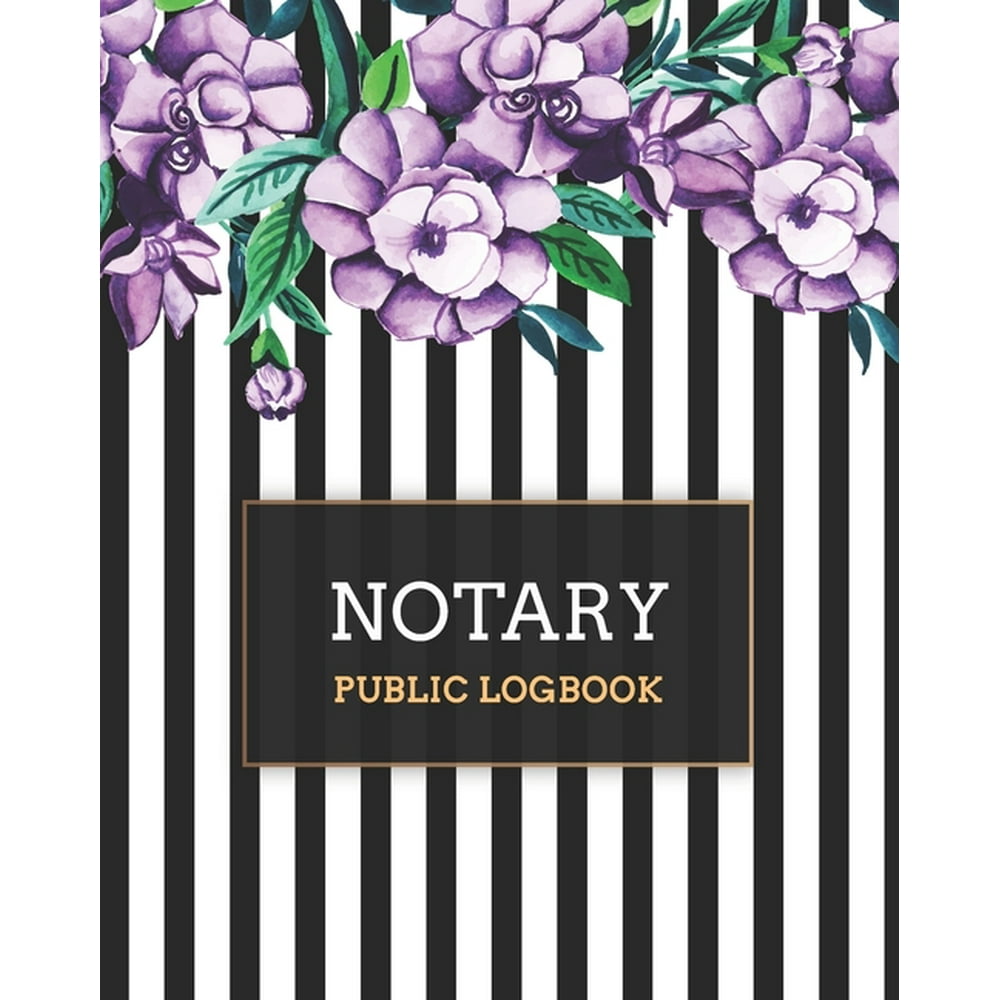 Notary Book Journal Notary Public Logbook Watercolor Floral Stripes